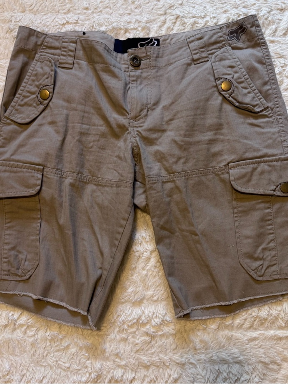 Fox Racing Khaki Cargo Shorts Size 9 Y2K Gorpcore Skater Utility Mid Rise